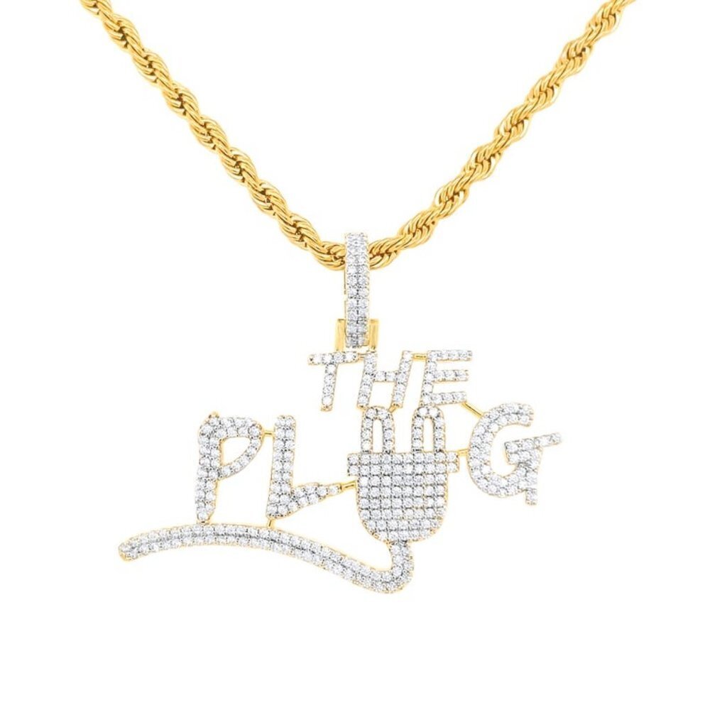 14k The Plug Pendant Hip Hop Fully Iced Out / Gift